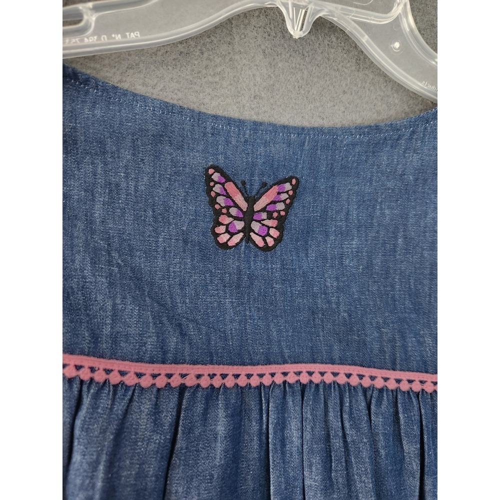 Go Softly Patio House Dress Duster MuMu M Embroidered Snap Front Chambray NWT - Picture 3 of 10